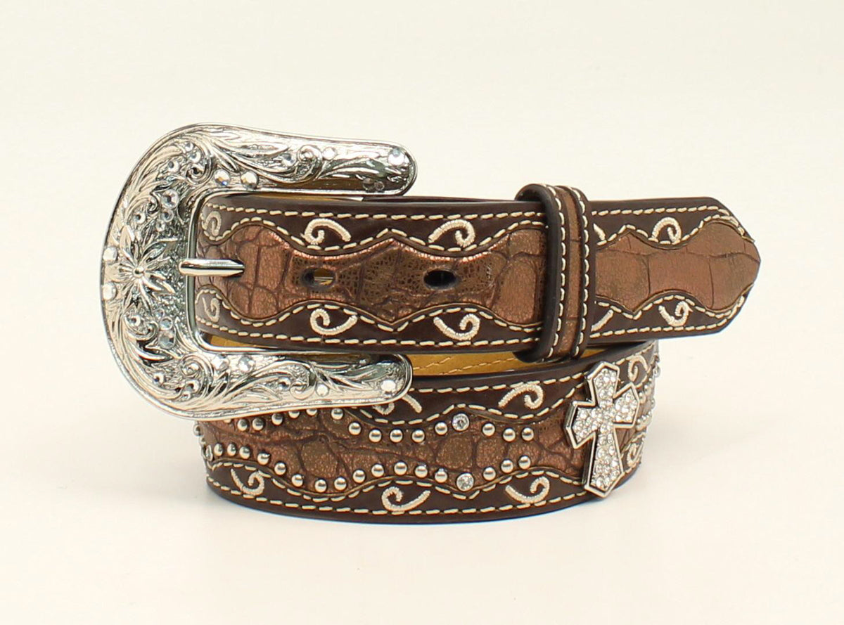 Ariat Ceinture mode pour fille – motif faux crocodile