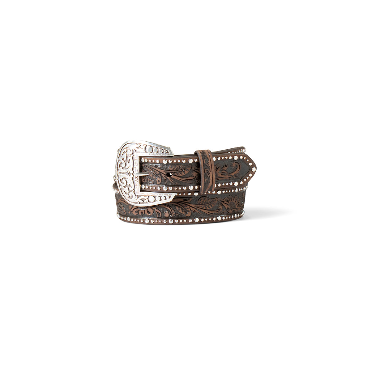 Ariat Ceinture mode pour femme – cuir embossé, boucle argentée amovible