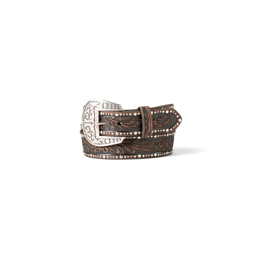 Ariat Ceinture mode pour femme – cuir embossé, boucle argentée amovible