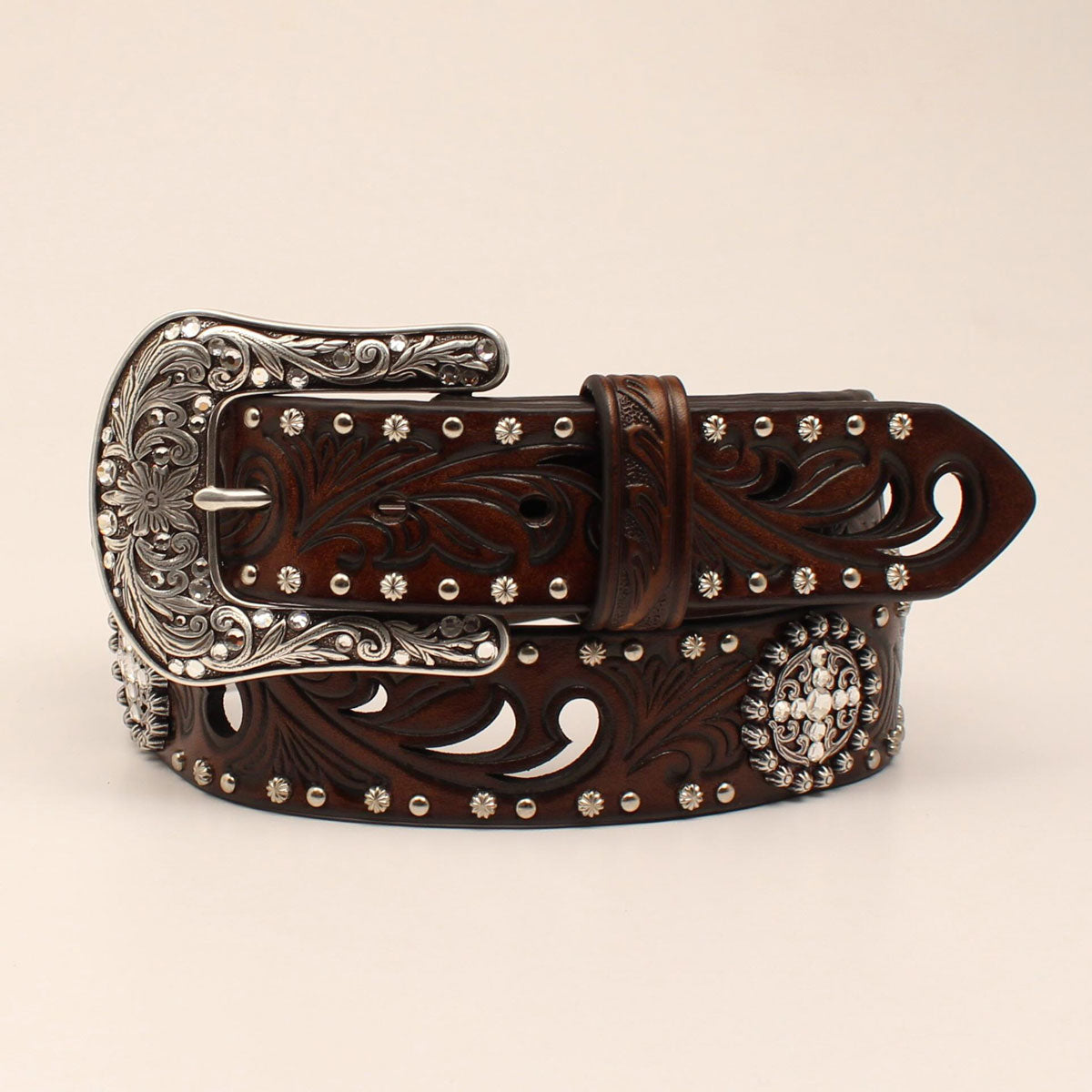Ariat Ceinture mode pour femme – motif embossé avec conchos strass