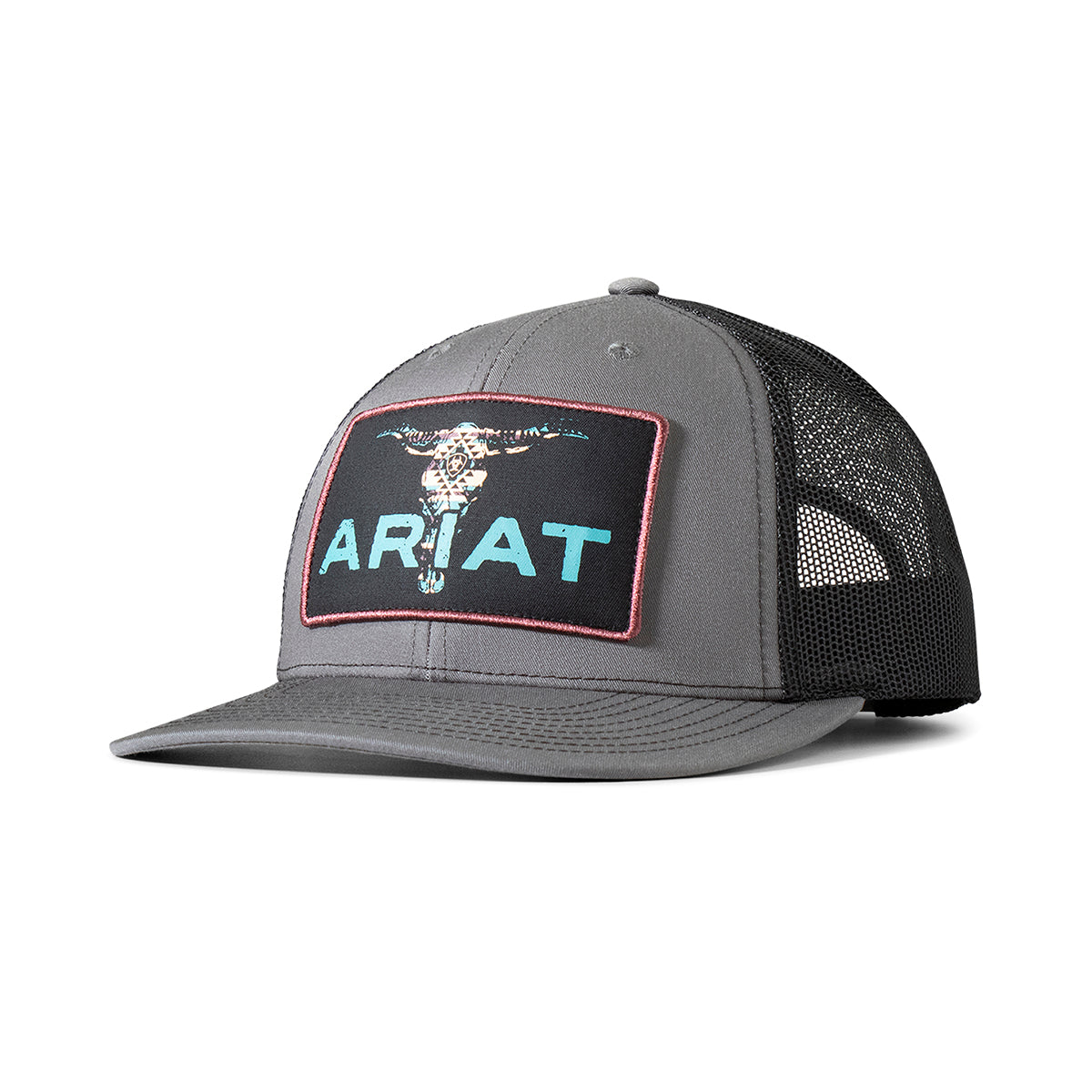 Ariat Casquette pour Homme Charcoal avec Écusson Tête de Bœuf Southwest