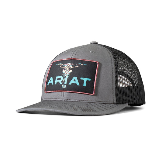 Ariat Casquette pour Homme Charcoal avec Écusson Tête de Bœuf Southwest