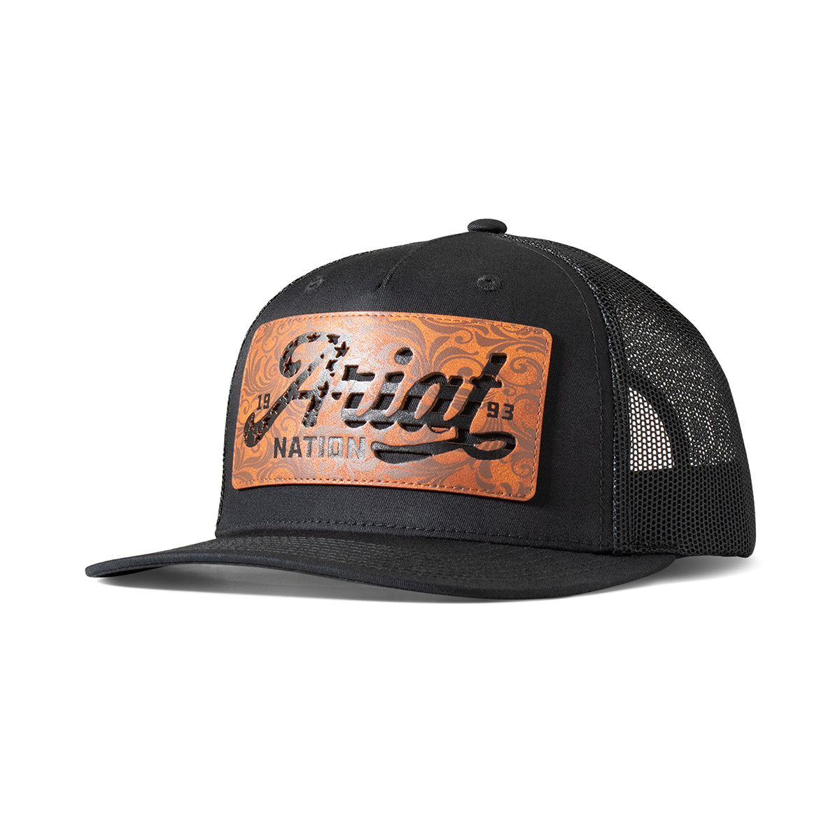 Ariat Casquette pour Homme Noire avec Écusson en Cuir Synthétique Étoiles et Rayures