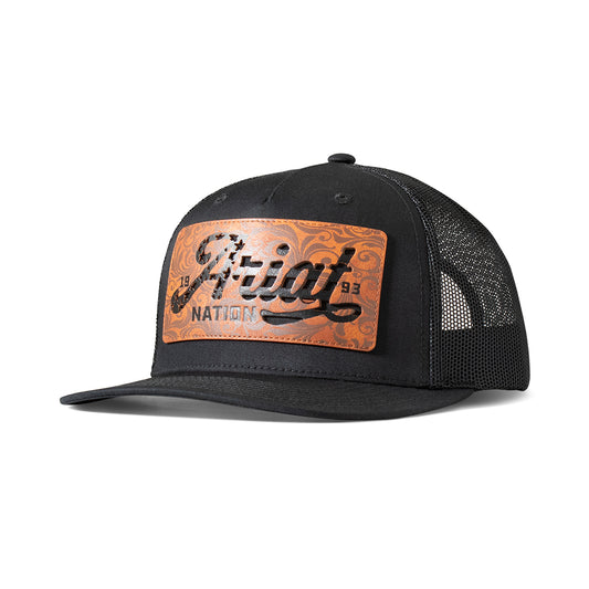 Ariat Casquette pour Homme Noire avec Écusson en Cuir Synthétique Étoiles et Rayures