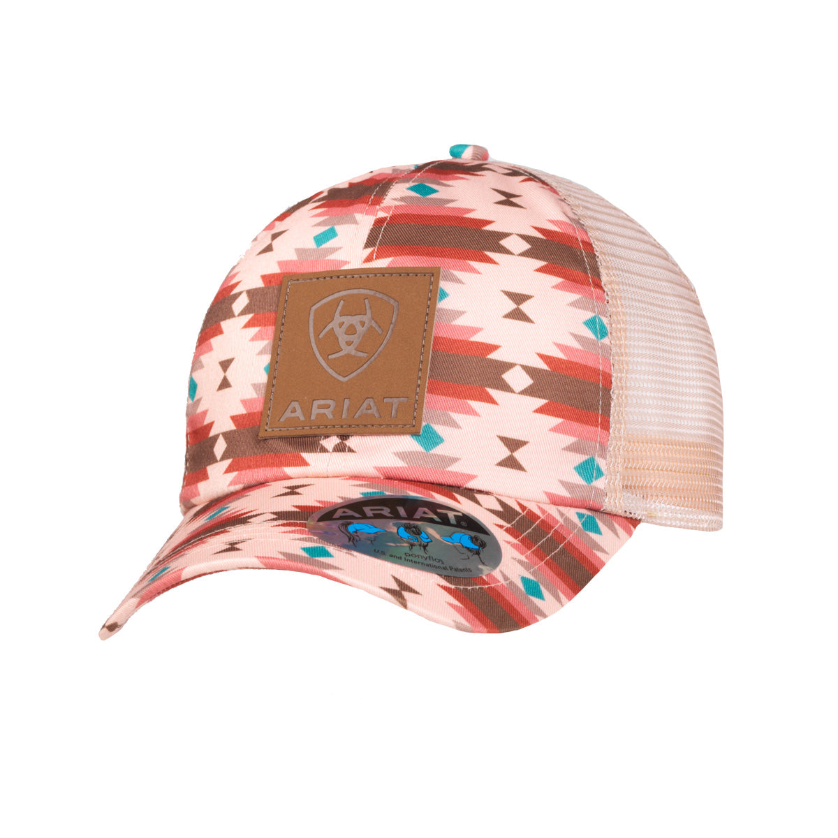 Ariat Casquette Ponyflo pour Fille Rose avec Imprimé Southwest et Logo en Cuir