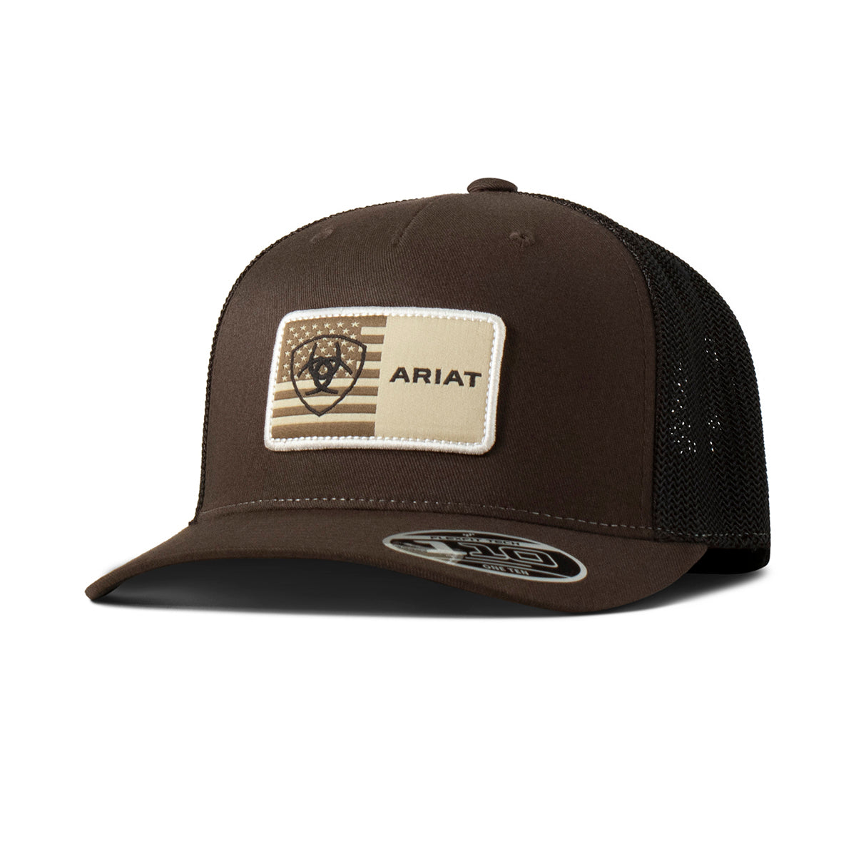 Ariat Casquette FlexFit 110 pour Homme Marron avec Patch Drapeau Américain