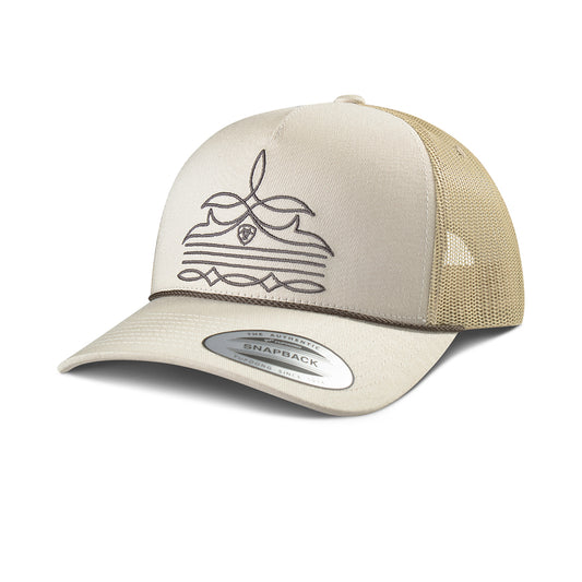 Ariat Casquette pour Homme Tan avec Broderie et Corde sur la Visière