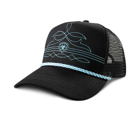Ariat Casquette Ponyflo pour Femme Turquoise avec Broderie Bottes et Écusson