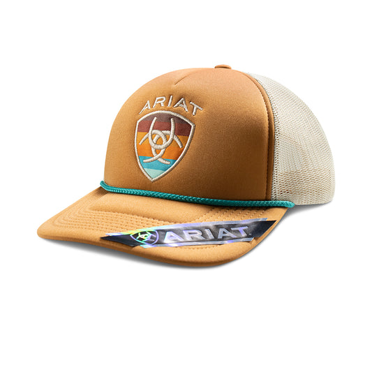Ariat Casquette pour Femme Camel avec Patch Rayé et Broderie