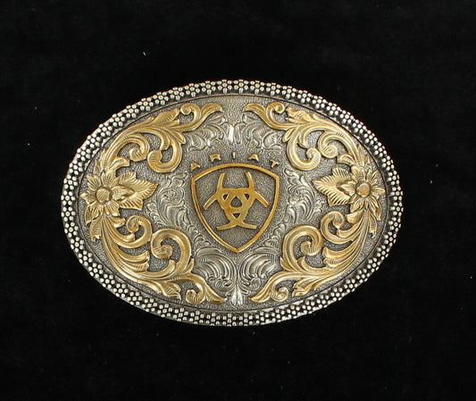 Ariat Boucle de Ceinture Ovale avec Logo et Décor Floral