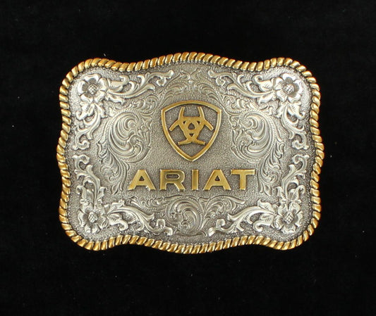 Ariat Grande Boucle de Ceinture à Bords Festonnés avec Logo et Motif Floral