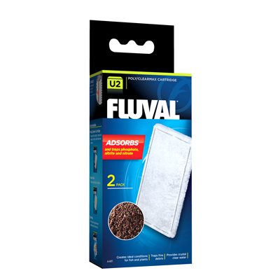 Fluval U2 Cartouches polyester/Clearmax pour filtre submersible, paquet de 2