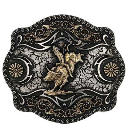 Montana Silversmiths Boucle de ceinture A-Blaze Bull Rider à cadre en filigrane