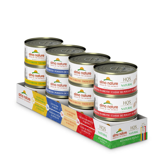 Almo Nature Hqs Natural Chat Rotation Pack #4 Poulet/saumon&poulet/poisson/thon&anchois 12x70gr