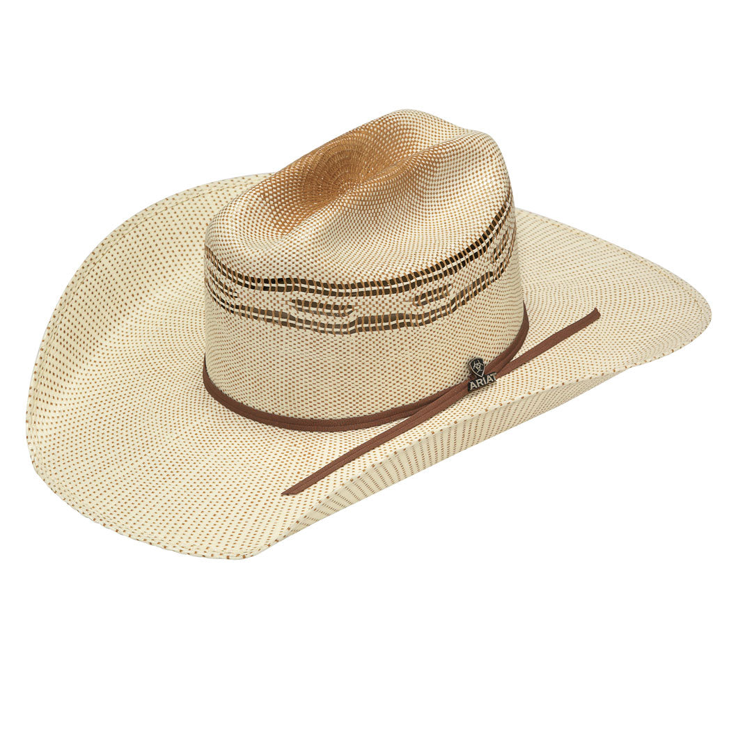 Chapeau Ariat en bangora ivoire/beige avec bande à deux cordons brun doré – Double S