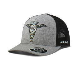 Ariat Casquette Flexfit 110 pour Homme Gris et Noir Longhorn