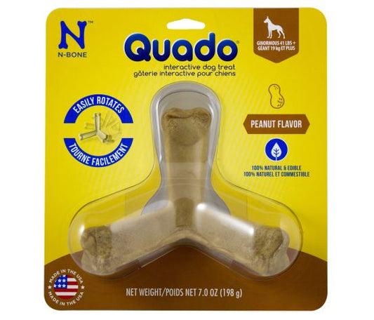 N-bone Quado Gâterie Pour Chien, Arachides, Géant 7oz