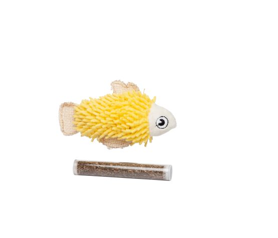 Bud'Z Jouet Pour Chat Poisson Jaune+Tube D'Herbe A Chat 4.5''