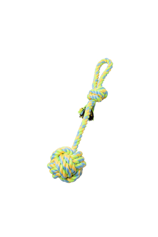 Bud'z Jouet De Corde Pour Chien, Pomme De Touline Avec Tige Et Boucle - Vert Et Jaune 38cm