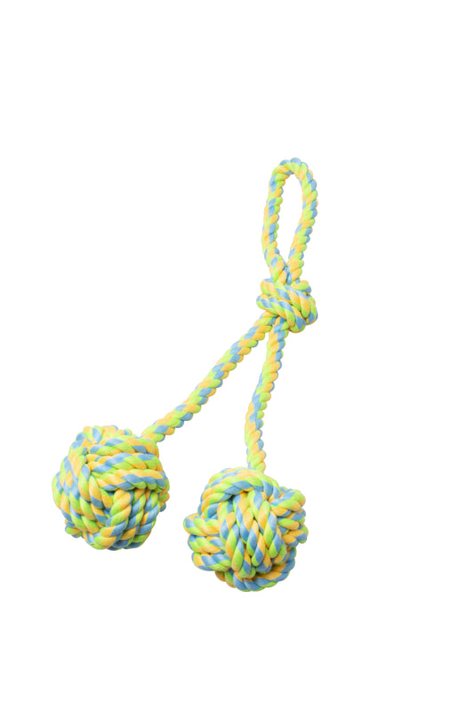 Bud'z Jouet De Corde Pour Chien, Double Pomme De Touline Avec Boucle - Vert Et Jaune 40cm