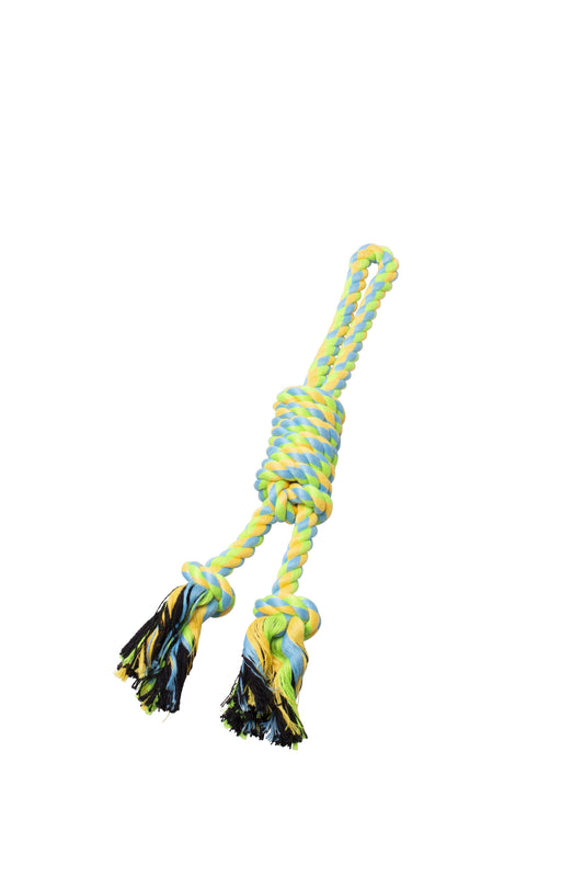 Bud'z Jouet De Corde Pour Chien, Double Avec Boucle Et Noeud Coulant - Vert Et Jaune 34cm