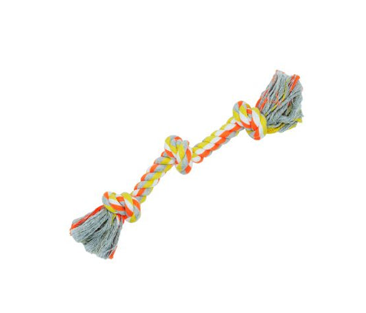 Bud'z Jouet De Corde Pour Chien, Avec 3 Noeuds - Orange Et Jaune 31cm