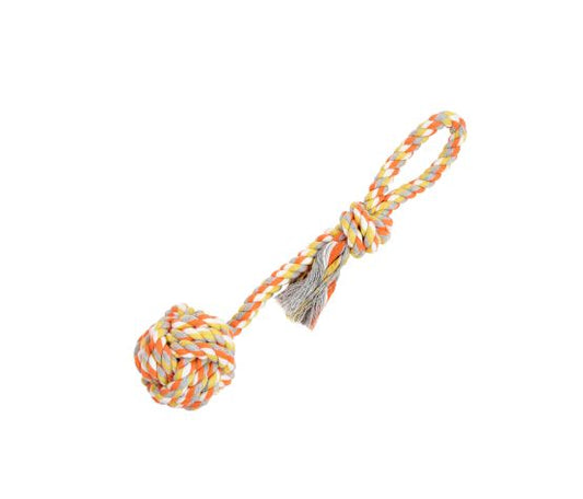 Bud'z Jouet De Corde Pour Chien, Pomme De Touline Avec Tige Et Boucle - Orange Et Jaune 38cm