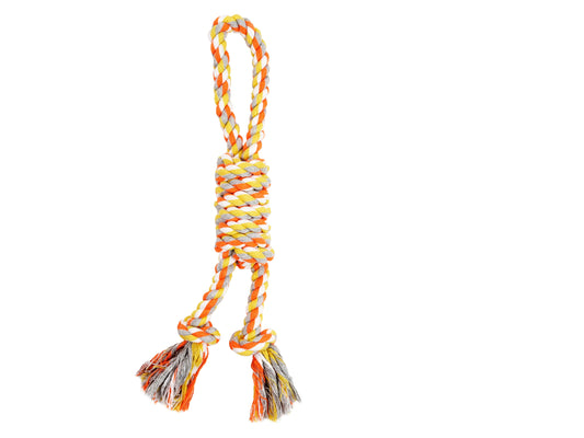 Bud'z Jouet De Corde Pour Chien, Double Avec Boucle Et Noeud Coulant - Orange Et Jaune 34cm