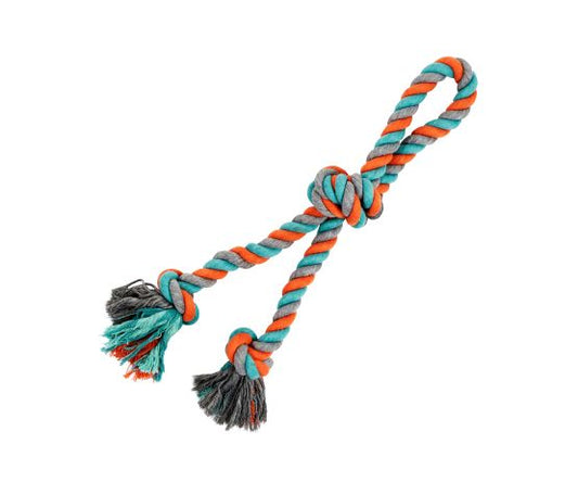 Bud'z Jouet De Corde Pour Chien, Double Avec 3 Noeuds - Large, Orange Et Bleu 58cm