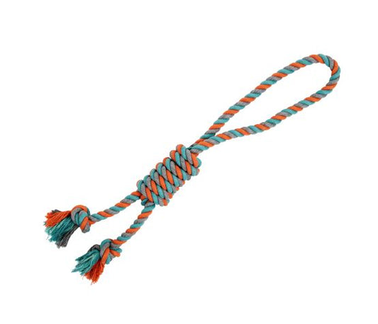 Bud'z Jouet De Corde Pour Chien, Double Avec Boucle Et Noeud Coulant - Orange Et Bleu 68cm