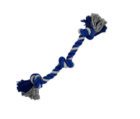 Bud'z Jouet De Corde Pour Chien, Avec 3 Noeuds - Large, Gris Et Bleu 58cm