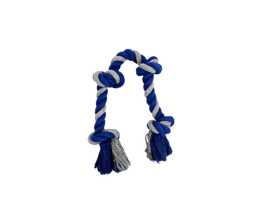 Bud'z Jouet De Corde Pour Chien, Avec 4 Noeuds - Large, Gris Et Bleu 58cm
