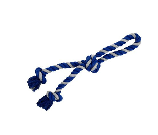 Bud'z Jouet De Corde Pour Chien, Double Avec 3 Noeuds - Large, Gris Et Bleu 58cm