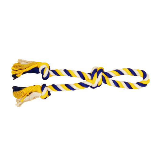 Bud'z Jouet De Corde Pour Chien, Double Avec 3 Noeuds - Large, leu Et Jaune 60cm