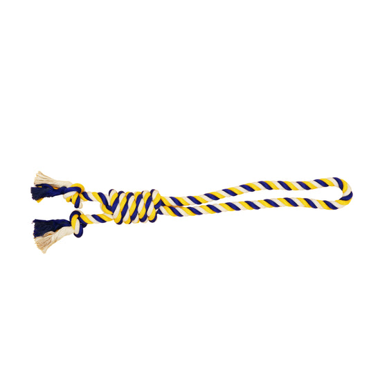 Bud'z Jouet De Corde Pour Chien, Double Avec Boucle Et Noeud Coulant - Bleu Et Jaune 70cm
