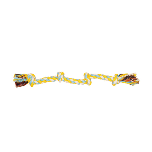 Bud'z Jouet De Corde Pour Chien, Avec 4 Noeuds - Bleu Ciel Et Jaune 40cm