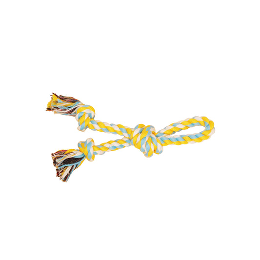Bud'z Jouet De Corde Pour Chien, Double Avec 3 Noeuds - Bleu Ciel Et Jaune 29cm