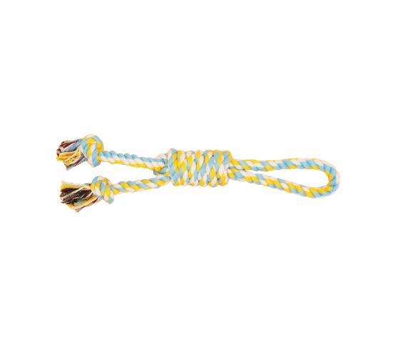 Bud'z Jouet De Corde Pour Chien, Double Avec Boucle Et Noeud Coulant - Bleu Ciel Et Jaune 35cm