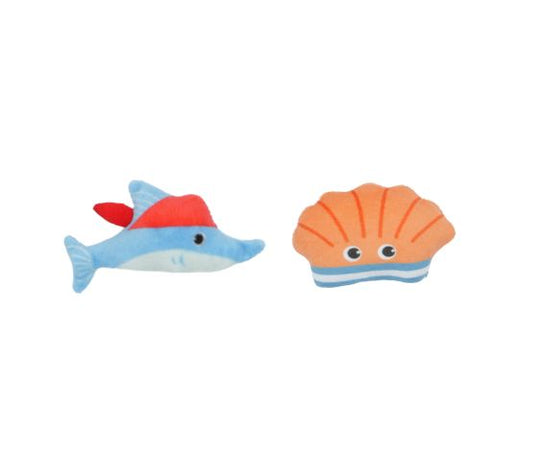 Bud'z Jouet Pour Chat, Avec Herbe à Chat - Duo De Poisson Pirate & Coquillage 8cm