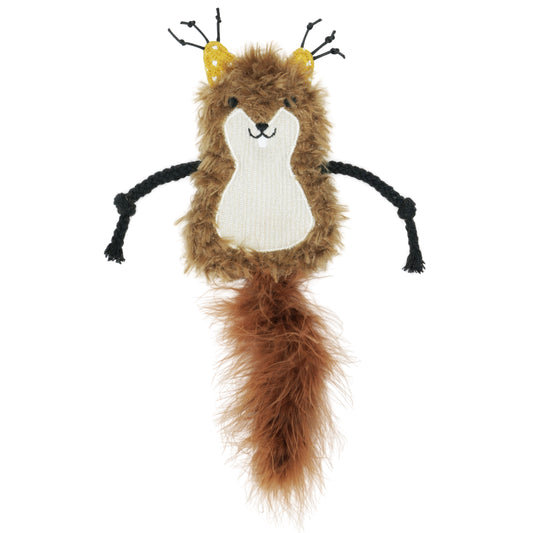 Bud'z Jouet Pour Chat, Avec Pochette Et Herbe à Chat Insérée - écureuil Soyeux 23cm