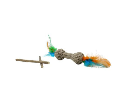 Bud'z Jouet Pour Chat, Duo Matatabi - Haltère Cartonné Avec Plumes 20cm