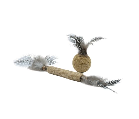 Bud'z Jouet Pour Chat, Duo Matatabi - Bâtonnet & La Balle En Jute Avec Plumes 29 & 4cm