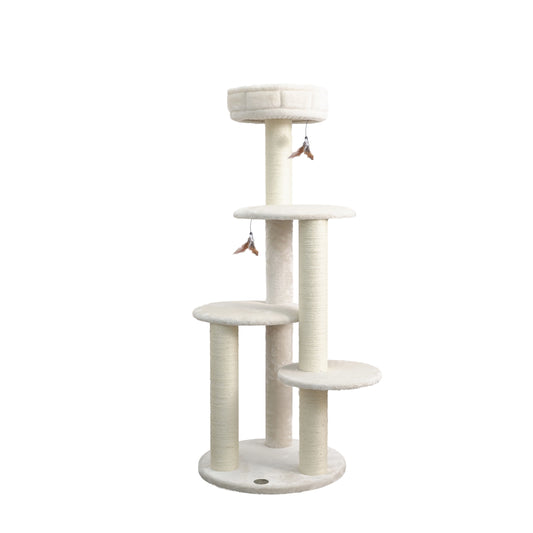 Bud'z Arbre à Chat, Nuage - à 4 Niveaux Avec Sisal, Blanc Crème 58x58x151cm