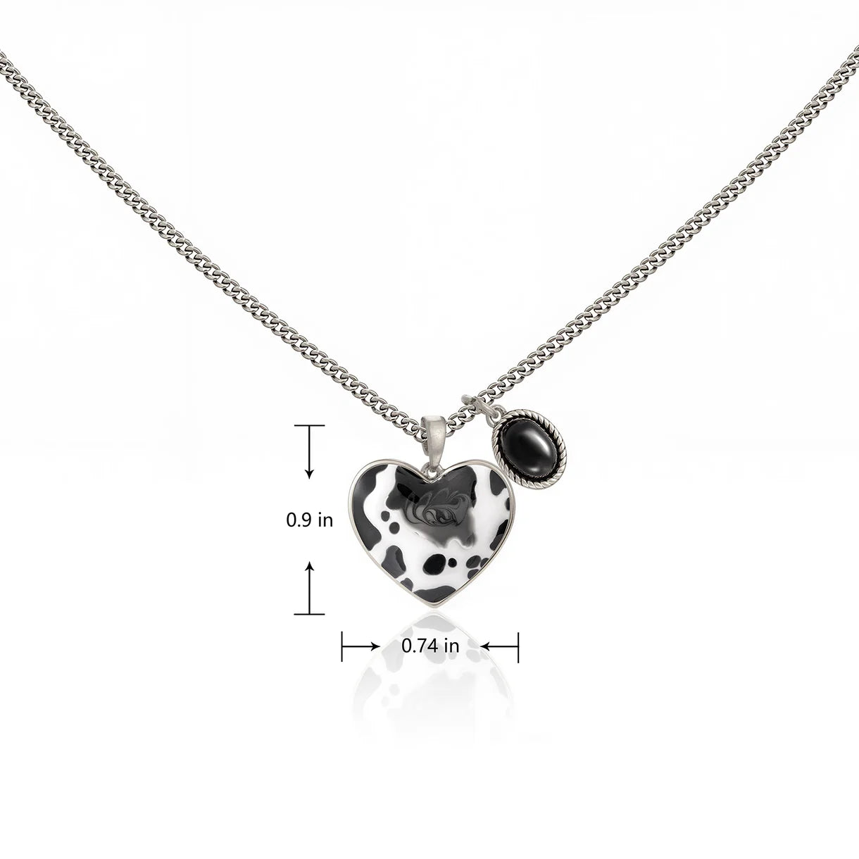 Ensemble collier et boucles d'oreilles Wrangler avec pendentif en pierre naturelle et argent - Noir