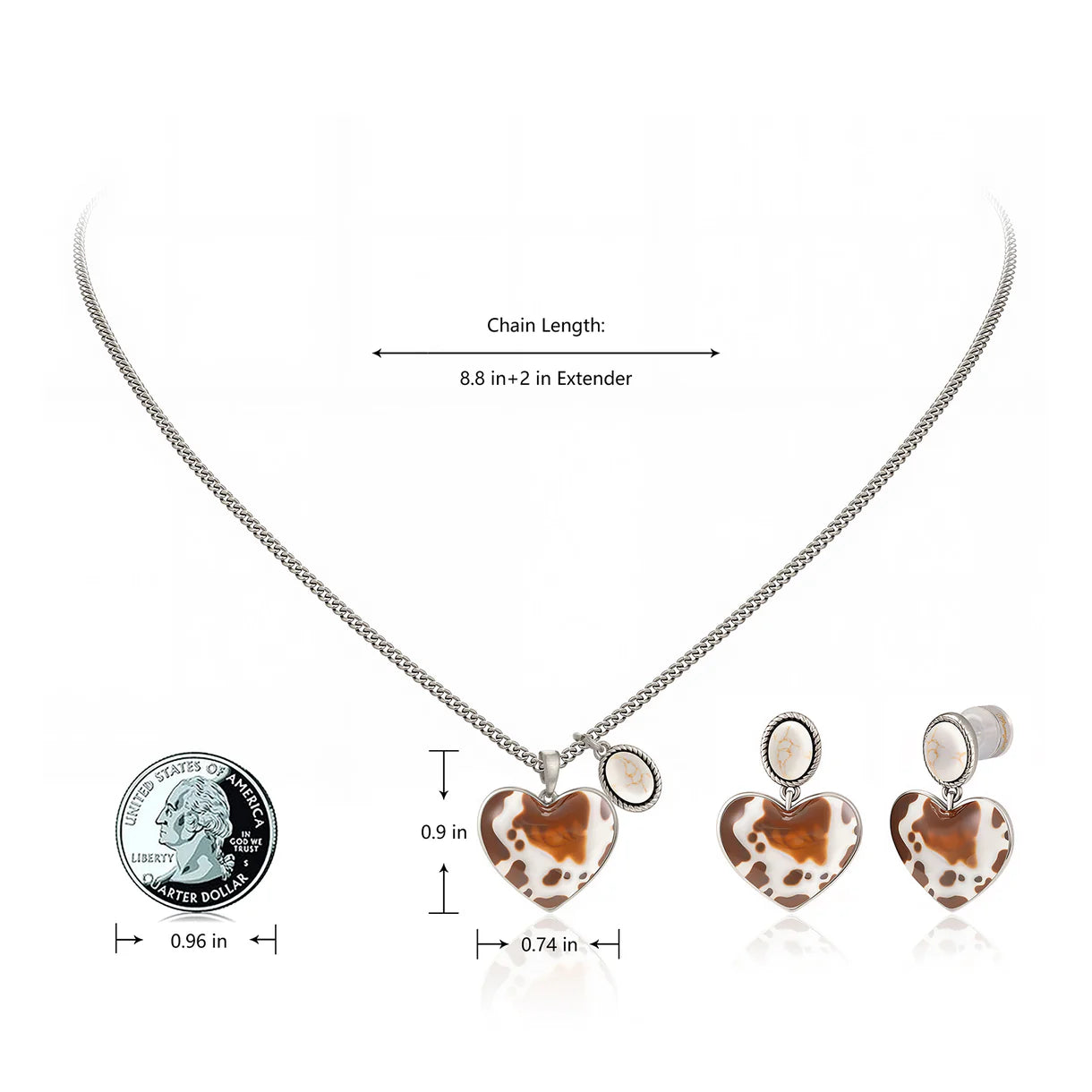 Ensemble collier et boucles d'oreilles Wrangler en argent, pierre naturelle et beige