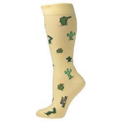 Boot Doctor Chaussettes pour femme – Motif Cactus (Jaune, Style Mi-Mollet)