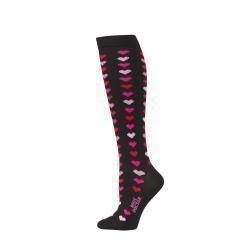 Boot Doctor Chaussettes pour Femme – Mi-mollet Hautes (Over the Calf), Cœurs Roses et Rouges