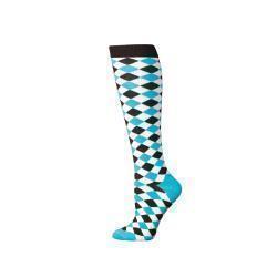 Boot Doctor Chaussettes pour Femme – Over the Calf, Motif Losanges Turquoise