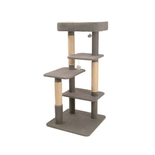 Bud'Z Arbre A Chat Soho Grand 4 Niveaux Gris 58X58X120.5Cm