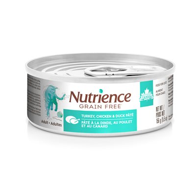 Nutrience Conserve Sans Grain Chat Intérieur Dinde, Poulet Et Canard 156g